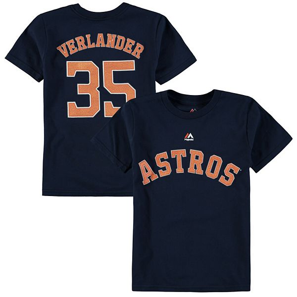 Men's Houston Astros Justin Verlander Majestic Orange Logo Official Name &  Number T-Shirt