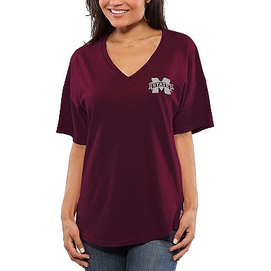 Women's Maroon Mississippi State Bulldogs Spirit Jersey Oversized T-Shirt