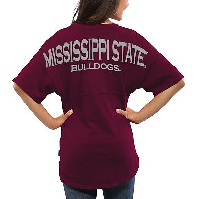Women's Maroon Mississippi State Bulldogs Spirit Jersey Oversized T-Shirt