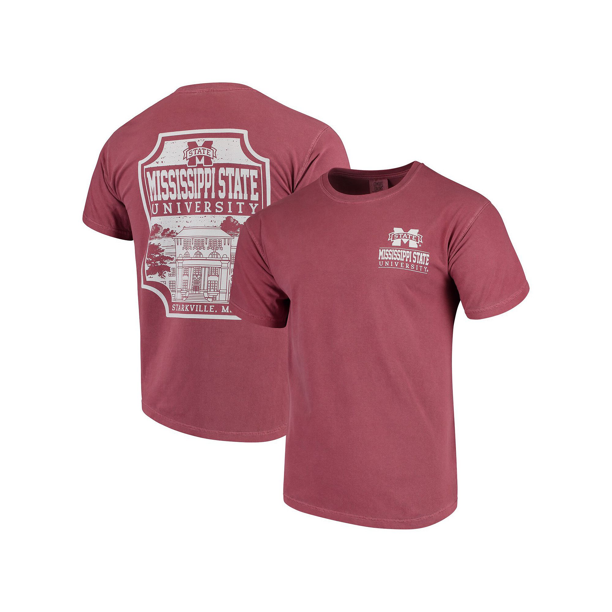 Mens Maroon Mississippi State Bulldogs Comfort Colors Campus Icon T-Shirt,