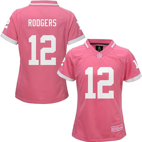 Girls Youth Aaron Rodgers Pink Green Bay Packers Bubble Gum Jersey