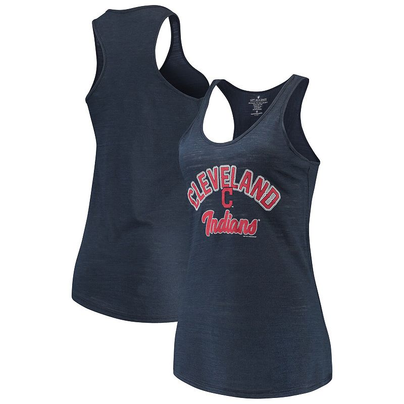 Womens Soft as a Grape Navy Cleveland Indians Multicount Racerback Tank To
