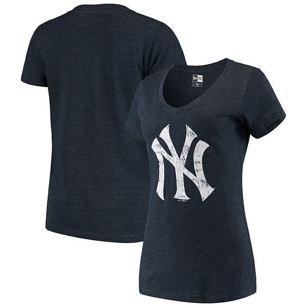 New Era Women's Heathered Navy New York Yankees Tri-Blend Raglan V-Neck T- shirt - Macy's