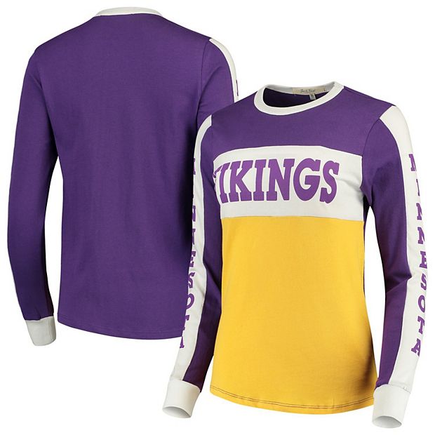 Women's Junk Food Purple/Gold Minnesota Vikings Color Block Racer Long  Sleeve T-Shirt