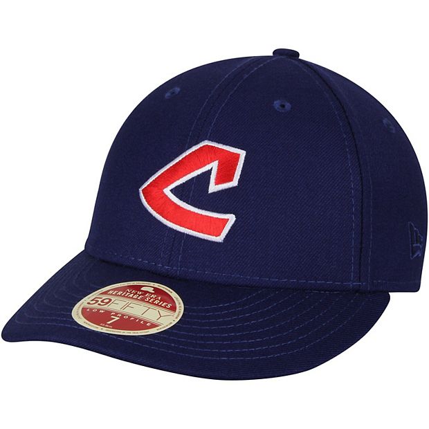 Men's New Era Navy Cleveland Indians Cooperstown Collection Logo 59FIFTY Fitted Hat