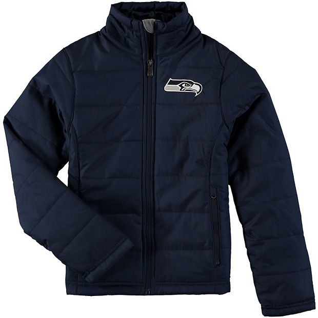 Girls Youth College Navy Seattle Seahawks Cheer Squad Ultra Lite Full-Zip  Jacket