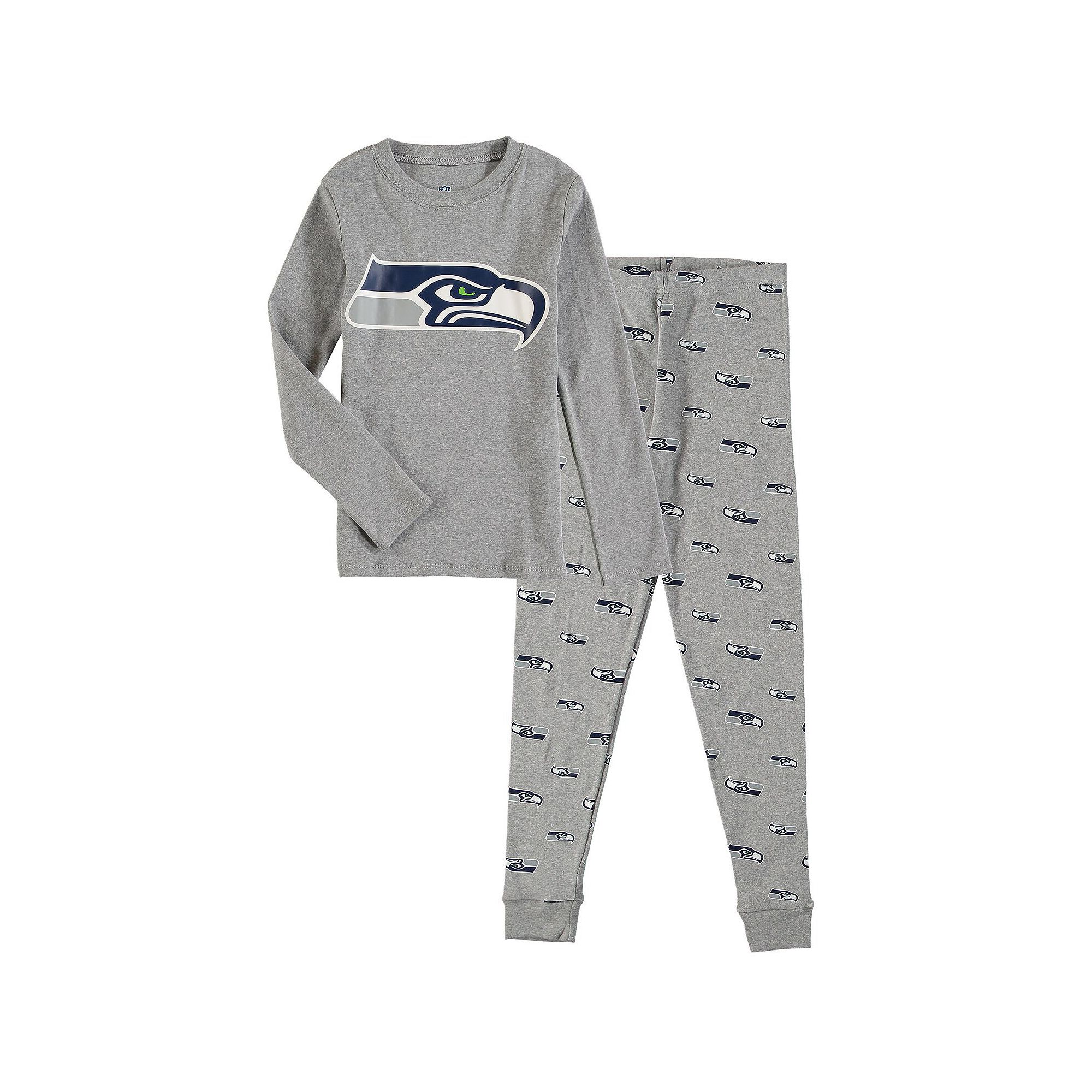 Preschool Heathered Gray Seattle Seahawks Long Sleeve T-Shirt & Pants Sleep