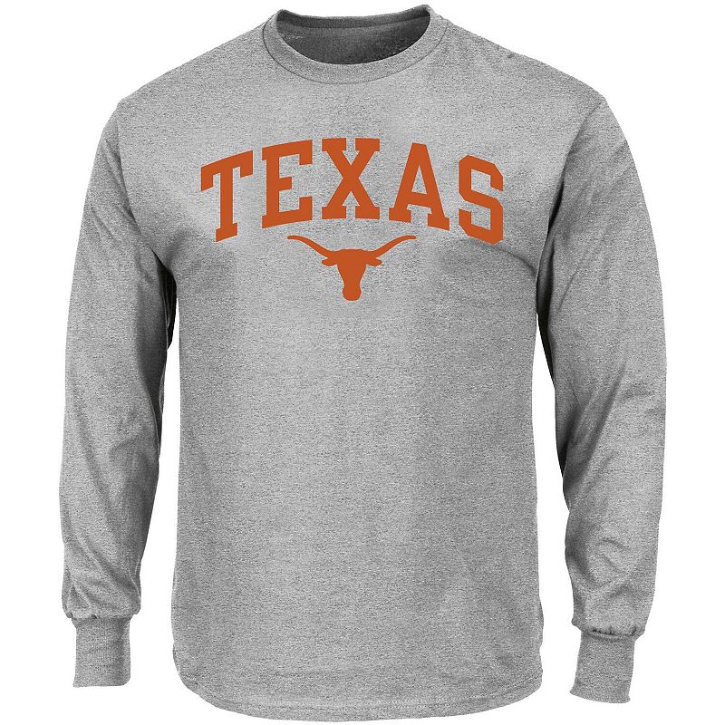 Mens Profile Heathered Gray Texas Longhorns Arch Over Big & Tall Long Slee
