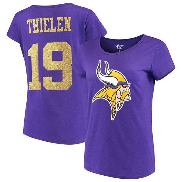 Women's Minnesota Vikings Adam Thielen G-III 4Her by Carl Banks Purple  Glitter Endzone Player Name & Number T-Shirt