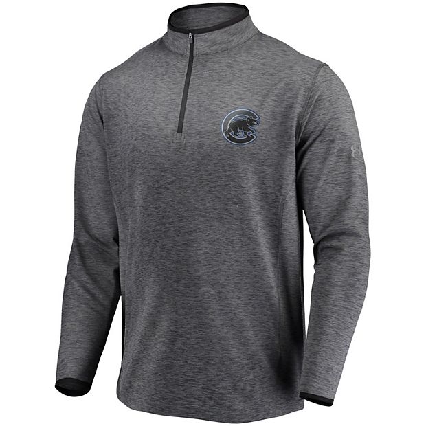 Men's Under Armour Heathered Charcoal Chicago Cubs Stretch Reflective Logo  Performance Quarter-Zip Pullover Jacket