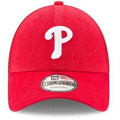 Men's New Era Red Philadelphia Phillies Trucker 9FORTY Adjustable Snapback Hat