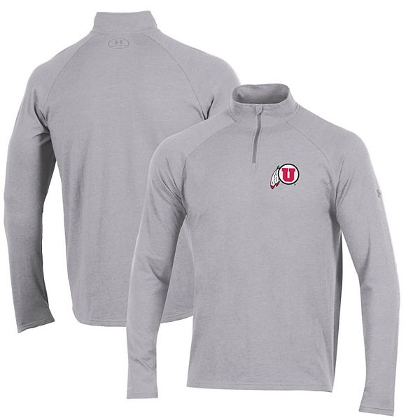 Men's Under Armour Heathered Gray Utah Utes Charged Cotton Quarter-Zip ...