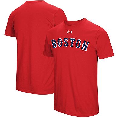 Men's Under Armour Red Boston Red Sox Passion Road Team Font T-Shirt