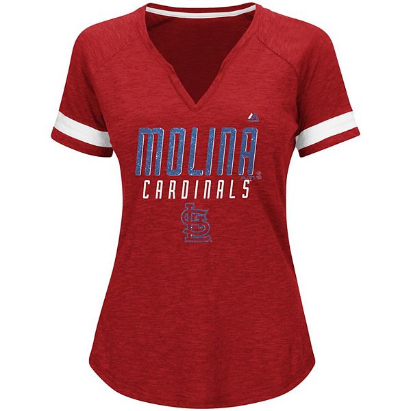 Yadier Molina St. Louis Cardinals Majestic Women's 2019 Spring Training  Name & Number V-Neck T-Shirt - Red