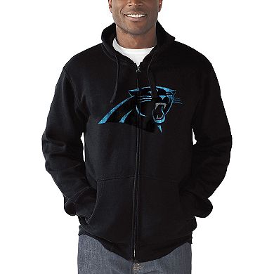 Men's G-III Sports by Carl Banks Black Carolina Panthers Primary Logo Full-Zip Hoodie