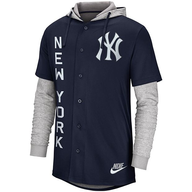 Men's Nike Navy New York Yankees Jersey Button-Up Hoodie