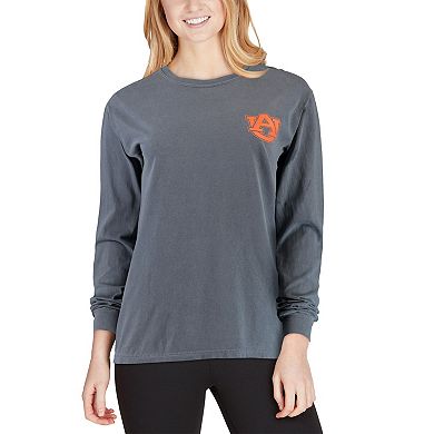 Women's Navy Auburn Tigers Comfort Colors Campus Skyline Long Sleeve Oversized T-Shirt