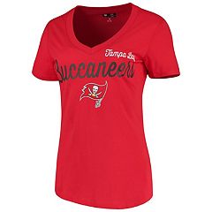 Shedd Shirts Red Tom Brady Bucs Buccaneers Logo Ladies V-Neck T-Shirt Adult, Women's, Size: Large