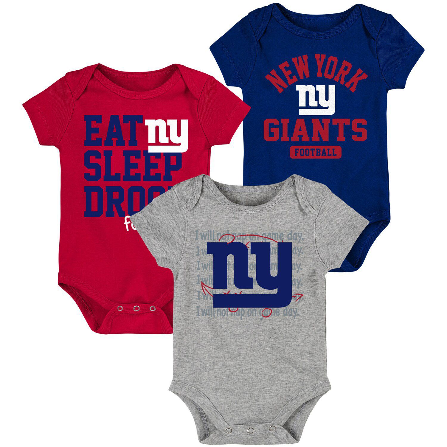 NFL New York Giants Baby Girls' Onesies 3pk Set - 18M