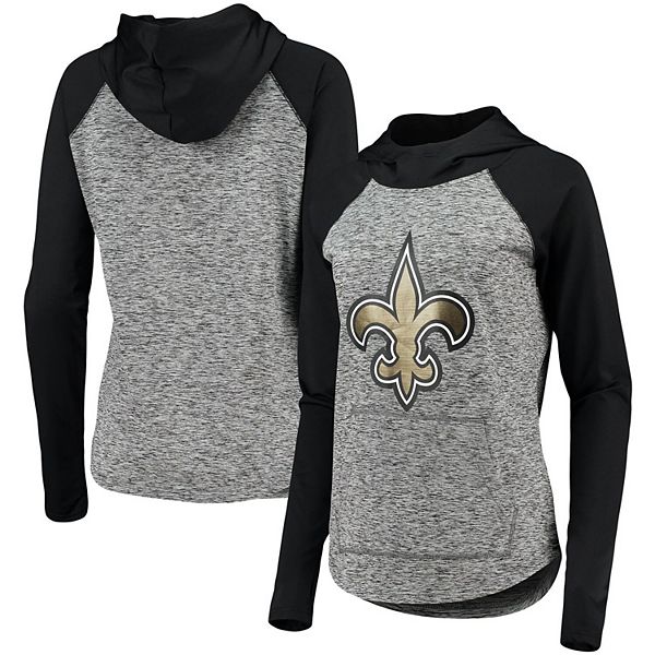 Women's G-III 4Her by Carl Banks Heathered Gray/Black New Orleans Saints  Championship Ring Pullover Hoodie