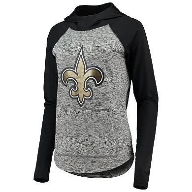 Women's G-III 4Her by Carl Banks Heathered Gray/Black New Orleans Saints Championship Ring Pullover Hoodie