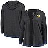 Women's Colosseum Charcoal West Virginia Mountaineers Plus Size Steeplechase Open Hooded Tri-Blend Cardigan