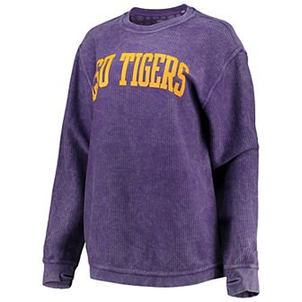 Women's Pressbox Purple LSU Tigers Comfy Cord Vintage Wash Basic Arch Pullover Sweatshirt