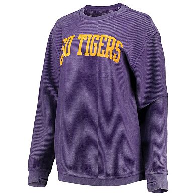 Women's Pressbox Purple LSU Tigers Comfy Cord Vintage Wash Basic Arch Pullover Sweatshirt