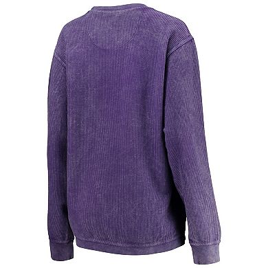 Women's Pressbox Purple LSU Tigers Comfy Cord Vintage Wash Basic Arch Pullover Sweatshirt