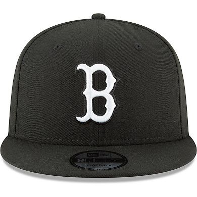 Men's New Era Black Boston Red Sox Black & White 9FIFTY Snapback Hat