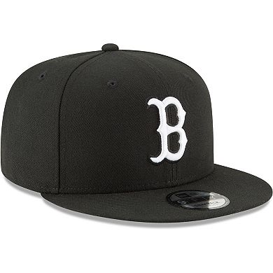 Men's New Era Black Boston Red Sox Black & White 9FIFTY Snapback Hat