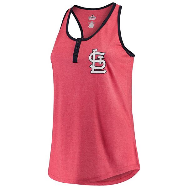 Women's Majestic Heathered Red St. Louis Cardinals Plus Size 3-Button ...