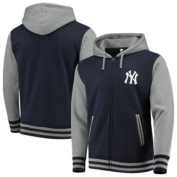 Men's Majestic Navy/Gray New York Yankees Iconic Full-Zip Hoodie