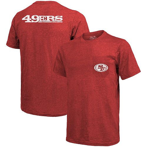 San Francisco 49ers Majestic Threads Tri-Blend Pocket T-Shirt - Scarlet