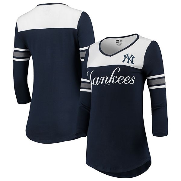 Women's New Era Navy Milwaukee Brewers Plus Size Raglan V-Neck T-Shirt