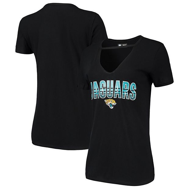 Women's NFL Jacksonville Jaguars W V Neck Tee T-shirt Glitter