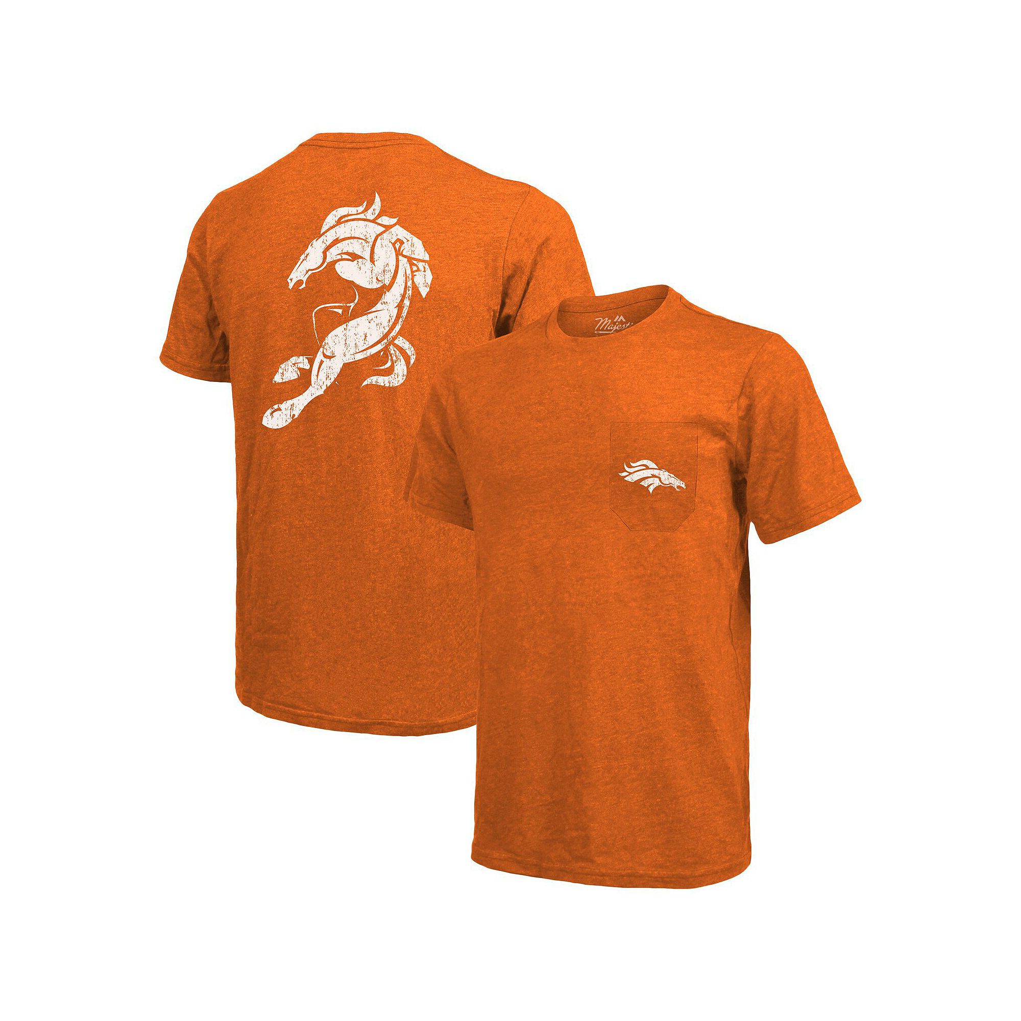 Denver Broncos Majestic Threads Tri-Blend Pocket T-Shirt - Orange, Mens, S