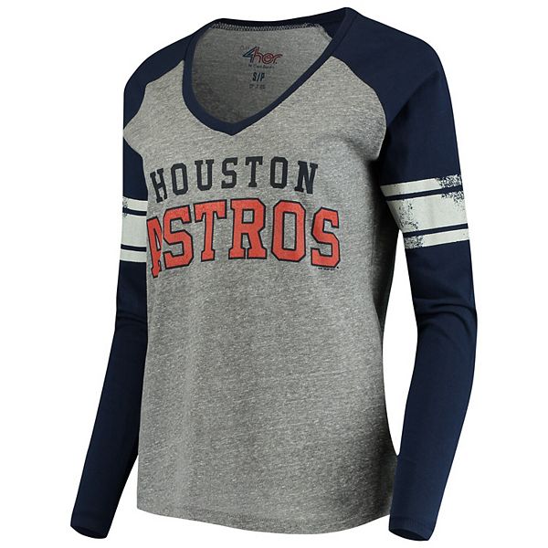 Houston Astros G-III 4Her by Carl Banks Women's Smash Raglan Long Sleeve T- Shirt - Navy/Orange