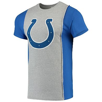 Men's Refried Apparel Gray/Royal Indianapolis Colts Sustainable Upcycled Split T-Shirt