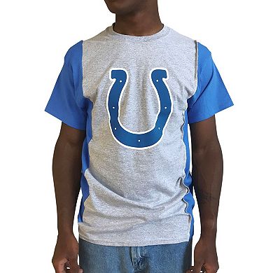 Men's Refried Apparel Gray/Royal Indianapolis Colts Sustainable Upcycled Split T-Shirt