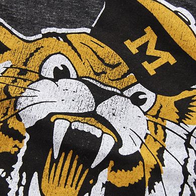 Men's Original Retro Brand Heather Black Missouri Tigers Vintage Angry Tiger Tri-Blend T-Shirt