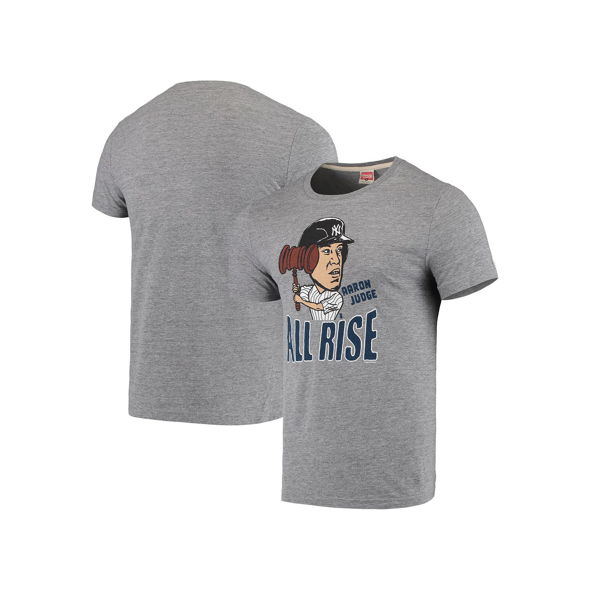 Mens Aaron Judge Charcoal New York Yankees Caricature Tri-Blend T-Shirt, S