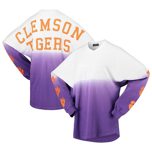 Women's Purple Clemson Tigers Sleeve Repeat Logo Long Sleeve T-Shirt