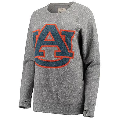 Women's Pressbox Heathered Gray Auburn Tigers Big Team Logo Knobi Fleece Tri-Blend Crew Neck Sweatshirt