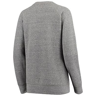 Women's Pressbox Heathered Gray Auburn Tigers Big Team Logo Knobi Fleece Tri-Blend Crew Neck Sweatshirt