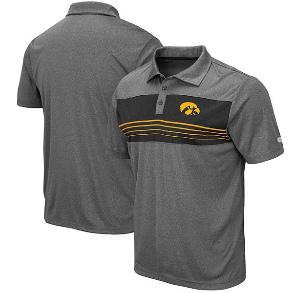 Men's Colosseum Heathered Charcoal Iowa Hawkeyes Smithers Polo