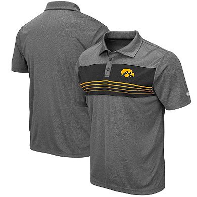 Men's Colosseum Heathered Charcoal Iowa Hawkeyes Smithers Polo