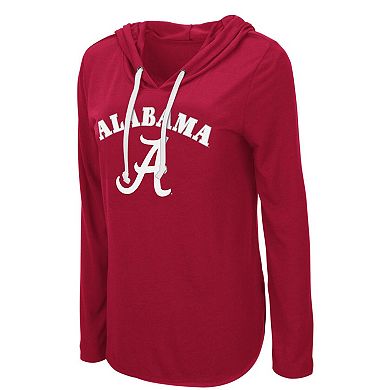 Women's Colosseum Crimson Alabama Crimson Tide My Lover Lightweight Hooded Long Sleeve T-Shirt