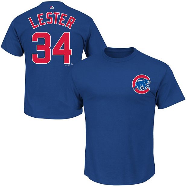 Men's Majestic Jon Lester Royal Chicago Cubs Official Name and Number T- Shirt