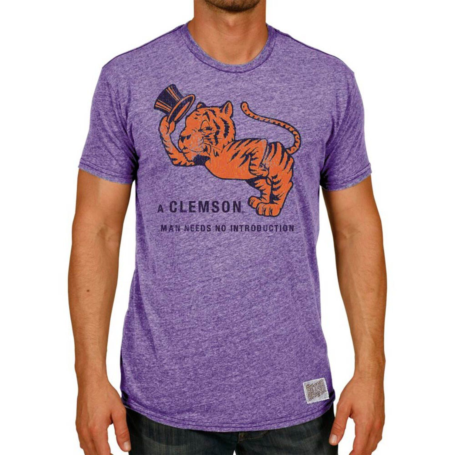 Image for Unbranded Men's Original Retro Brand Heathered Purple Clemson Tigers Vintage Top Hat Tri-Blend T-Shirt at Kohl's.